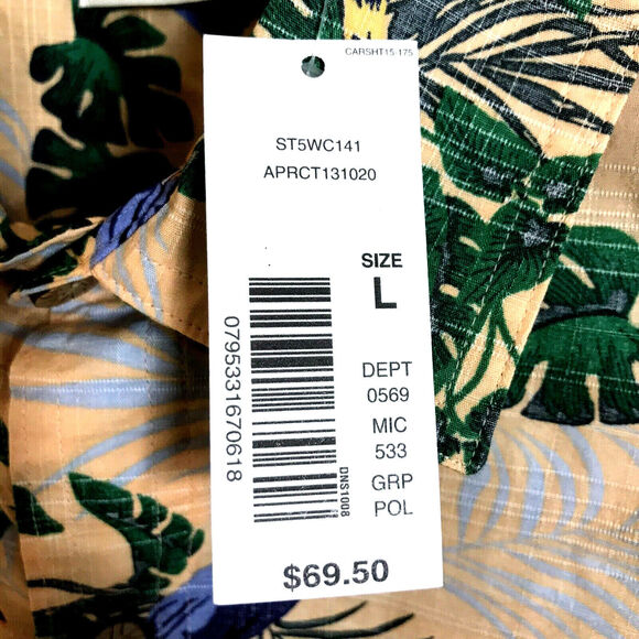 CARIBBEAN R&Y Shirt Short Sleeve Camp Hawaiian Parrot Floral Cotton Sz Large $69 - Picture 4 of 5